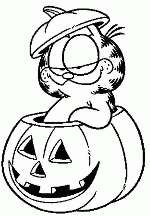Garfield in Halloween Pumpkin coloring page